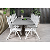 Levels tuinmeubelset tafel 100x229/310cm en 10 stoel Albany wit, grijs.