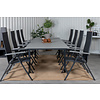 Levels tuinmeubelset tafel 100x229/310cm en 8 stoel Albany zwart, grijs.