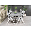 Levels tuinmeubelset tafel 100x229/310cm en 8 stoel 5pos Albany wit, grijs.