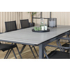 Levels tuinmeubelset tafel 100x229/310cm en 6 stoel Alina zwart, grijs.