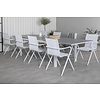 Levels tuinmeubelset tafel 100x229/310cm en 8 stoel Alina wit, grijs.