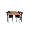 Zenia tuinmeubelset tafel 100x200cm en 6 stoel Santorini zwart, naturel, zilver.