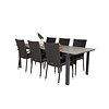 Levels tuinmeubelset tafel 100x229/310cm en 6 stoel Anna zwart, grijs.
