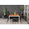 Zenia tuinmeubelset tafel 100x200cm en 6 stoel Copacabana zwart, naturel, zilver.