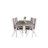 Levels tuinmeubelset tafel 100x229/310cm en 6 stoel Break wit, grijs.