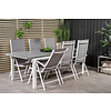 Levels tuinmeubelset tafel 100x229/310cm en 6 stoel Break wit, grijs.