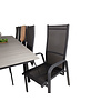 Levels tuinmeubelset tafel 100x229/310cm en 10 stoel Copacabana zwart, grijs.