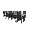 Levels tuinmeubelset tafel 100x229/310cm en 10 stoel Copacabana zwart, grijs.