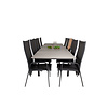 Levels tuinmeubelset tafel 100x229/310cm en 10 stoel Copacabana zwart, grijs.