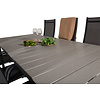 Levels tuinmeubelset tafel 100x229/310cm en 6 stoel Copacabana zwart, grijs.