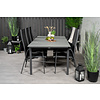 Levels tuinmeubelset tafel 100x229/310cm en 6 stoel Copacabana zwart, grijs.