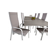 Levels tuinmeubelset tafel 100x229/310cm en 8 stoel Copacabana wit, grijs.