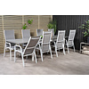 Levels tuinmeubelset tafel 100x229/310cm en 8 stoel Copacabana wit, grijs.