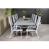 Levels tuinmeubelset tafel 100x229/310cm en 8 stoel Copacabana wit, grijs.