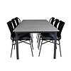 Levels tuinmeubelset tafel 100x229/310cm en 6 stoel Julian zwart, grijs.