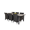 Levels tuinmeubelset tafel 100x229/310cm en 6 stoel Knick zwart, grijs.