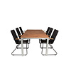 Zenia tuinmeubelset tafel 100x200cm en 6 stoel Bois zwart, naturel, zilver.