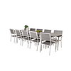 Levels tuinmeubelset tafel 100x229/310cm en 10 stoel Levels wit, grijs.