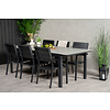 Levels tuinmeubelset tafel 100x229/310cm en 6 stoel Levels zwart, grijs.