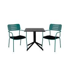 Way tuinmeubelset tafel 70x70cm en 2 stoel Nicke groen, zwart.