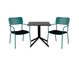 Way tuinmeubelset tafel 70x70cm en 2 stoel Nicke groen, zwart.