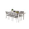 Levels tuinmeubelset tafel 100x229/310cm en 6 stoel Levels wit, grijs.