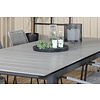 Levels tuinmeubelset tafel 100x229/310cm en 6 stoel armleuning Lindos zwart, grijs.