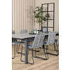 Levels tuinmeubelset tafel 100x229/310cm en 6 stoel Lindos zwart, grijs.