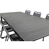 Levels tuinmeubelset tafel 100x229/310cm en 6 stoel Lindos zwart, grijs.