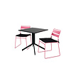 Way tuinmeubelset tafel 70x70cm en 2 stoel Lina roze, zwart.