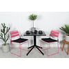 Way tuinmeubelset tafel 70x70cm en 2 stoel Lina roze, zwart.