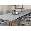 Levels tuinmeubelset tafel 100x229/310cm en 8 stoel armleuning Lindos zwart, grijs.