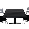 Way tuinmeubelset tafel 70x70cm en 2 stoel Lina grijs, zwart.