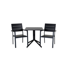 Way tuinmeubelset tafel 70x70cm en 2 stoel Levels zwart.