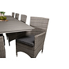 Levels tuinmeubelset tafel 100x229/310cm en 8 stoel Malin grijs.