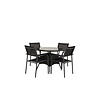 Volta tuinmeubelset tafel Ø90cm en 4 stoel Santorini zwart.