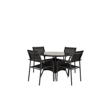 Volta tuinmeubelset tafel Ã˜90cm en 4 stoel Santorini zwart.