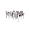 Levels tuinmeubelset tafel 100x229/310cm en 6 stoel Parma wit, grijs.