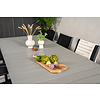 Levels tuinmeubelset tafel 100x229/310cm en 10 stoel Santorini zwart, grijs.