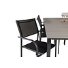 Levels tuinmeubelset tafel 100x229/310cm en 6 stoel Santorini zwart, grijs.