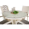 Volta tuinmeubelset tafel Ã˜90cm en 4 stoel Anna wit.