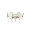 Volta tuinmeubelset tafel Ã˜150cm en 6 stoel Anna wit.