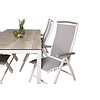 Llama tuinmeubelset tafel 100x205cm en 6 stoel 5pos Albany wit, grijs, crèmekleur.