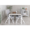 Llama tuinmeubelset tafel 100x205cm en 6 stoel 5pos Albany wit, grijs, crèmekleur.