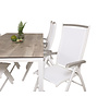 Llama tuinmeubelset tafel 100x205cm en 6 stoel 5posalu  Albany wit, grijs, crèmekleur.