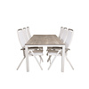 Llama tuinmeubelset tafel 100x205cm en 6 stoel 5posalu  Albany wit, grijs, crèmekleur.