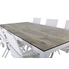 Llama tuinmeubelset tafel 100x205cm en 6 stoel Alina wit, grijs, crèmekleur.