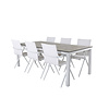 Llama tuinmeubelset tafel 100x205cm en 6 stoel Alina wit, grijs, crèmekleur.