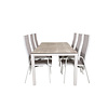 Llama tuinmeubelset tafel 100x205cm en 6 stoel Copacabana wit, grijs, crèmekleur.
