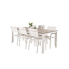 Llama tuinmeubelset tafel 100x205cm en 6 stoel Santorini wit, grijs, crèmekleur.